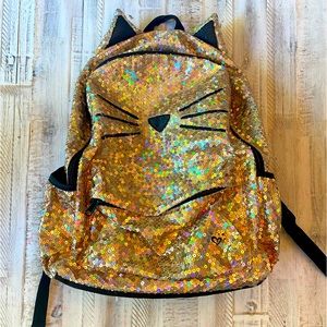 😽 Gold Sequence Cat Backpack